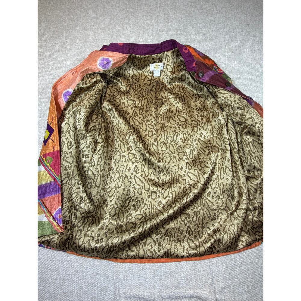 Sandy Starkman Women M Multicolor Silk Long Sleeve Boho Lagenlook Artsy Jacket - Picture 7 of 11